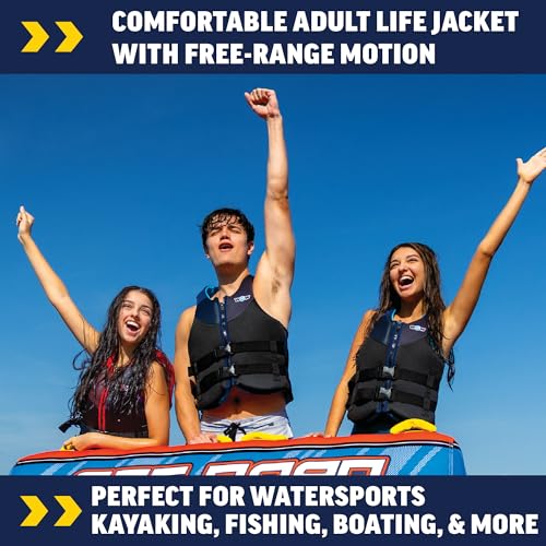 WOW Sports Life Jacket, US Coast Guard Approved Life Vest For Fishing, Kyaking, & Boating PFD, Red - Small/Medium