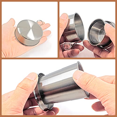 Litoexpe 8.45oz Collapsible Travel Cup With Keychain, Stainless Steel Folding Camping Cup Portable Drinking Mug For Hikin...