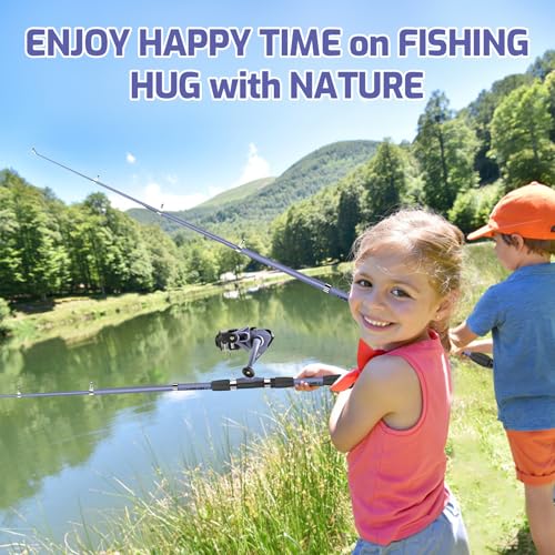 Kids Fishing Pole Set, Portable Telescopic Fishing Rod and Reel Combo for for Boys Girls Youth Toddle Fishing Pole 【Ambide...
