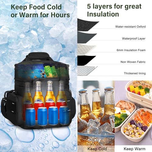 TENKIST Expandable Tactical Lunch Box, Large Insulated Lunch Cooler Bag Heavy Duty Leakproof Lunch Pail for Men Adults Wor...