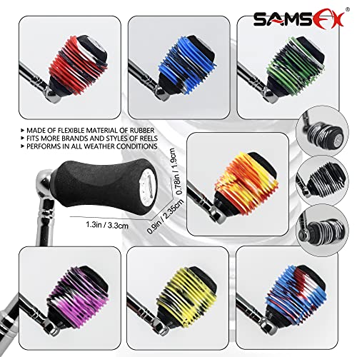 SAMSFX Rubber Fishing Reel Handle Grip Sleeve Non-Slip Baitcaster Knob Covers for Casting or Spinning Reel