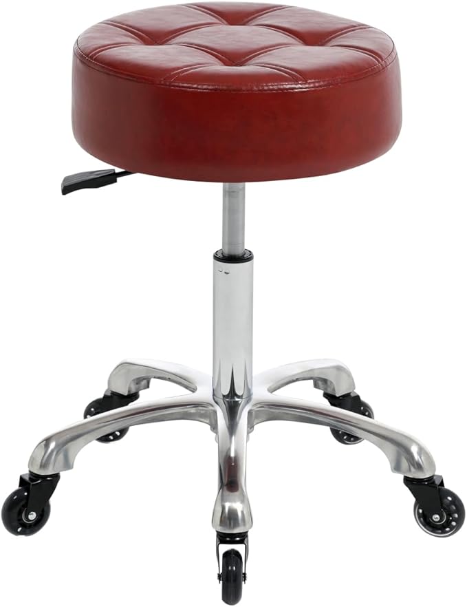 Professional Rolling Salon Stool – Wide Round Seat, Height-Adjustable Heavy-Duty Chair with Wheels for Salon, Spa, Tattoo & Home Office