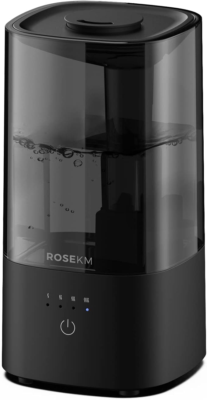 Humidifiers for Bedroom, 2.0L Cool Mist Humidifier for Home Plant and Baby Nursery, Quiet Ultrasonic Humidifier with 360° Nozzle, Auto Shut-Off, Filterless, Black