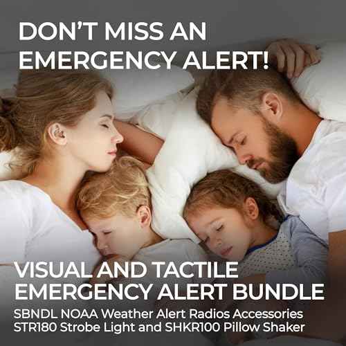 Midland ? SBNDL NOAA Weather Alert Radios Accessories ? STR180 Strobe Light and SHKR100 Pillow Shaker with Y Cable ? Visual and Textile Emergency Alert Notification for Deaf and Hard of Hearing