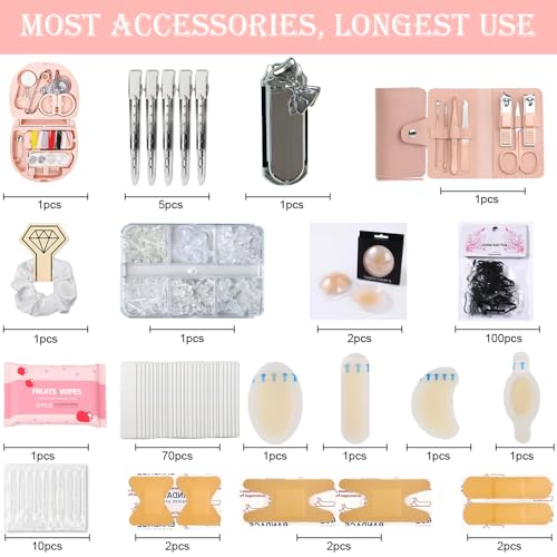 Emergency Kit for Women – Mini Emergency Kit with 50+ Essentials, Bridal & Wedding Day Survival Kit, Travel Safety Kit, Co...