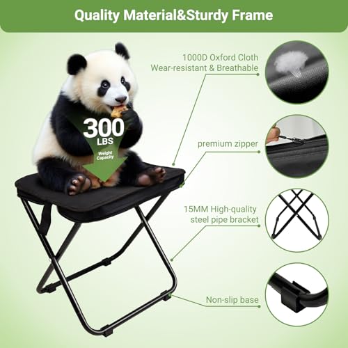 Collapsible Stool,Upgraded13 inch Portable Camping Chair,1.3 lbs Ultralight Folding Stool,Camping Stool with Carry Bag,300...