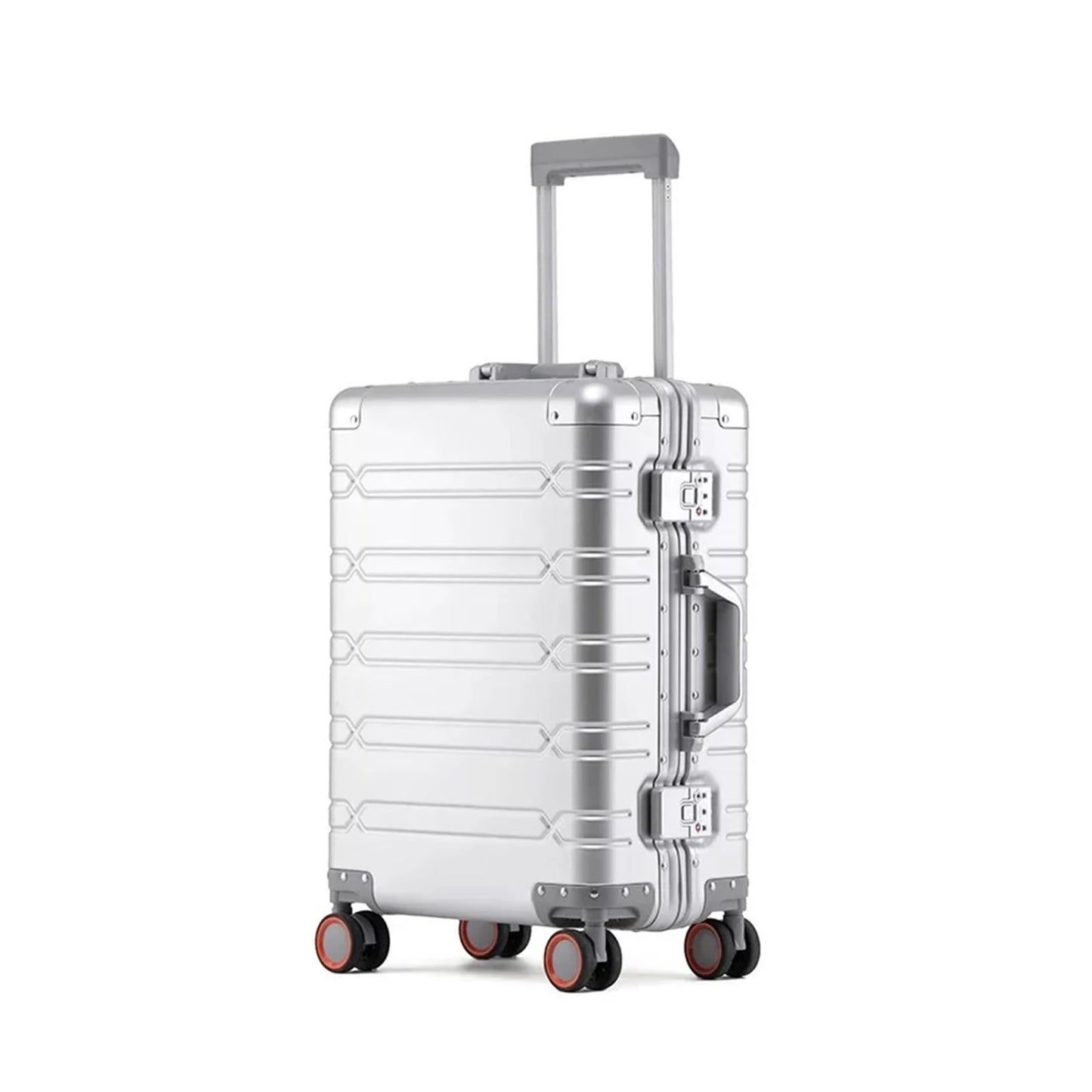 MUdson Trunk 20" Inch Aluminum Suitcase Business Luggage 24" Trolley Case Travelling Durable (Color : Silver, Size : 20")