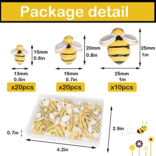 HADDIY Tiny Craft Bees,50 Pcs Small Plastic Resin Bumble Bee Decor for Embellishments and Bee Themed Birthday Party Table ...