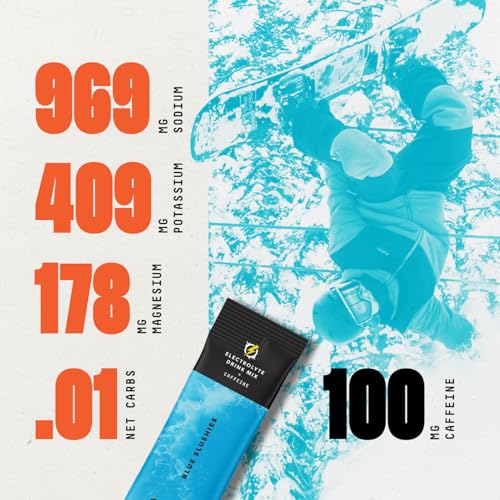 SALTT Electrolytes Powder Flavored Drink Mix - Blue Slushies - 90 Hydration Packets - 100mg Caffeine - Magnesium, Potassiu...