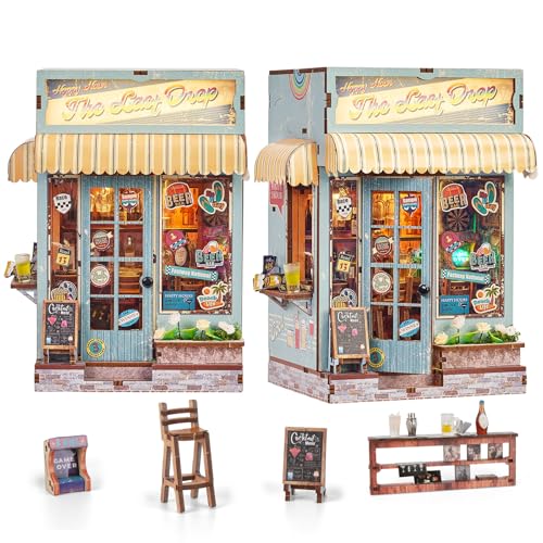 Bar Miniature House Kit,DIY Miniature Dollhouse Kit with Furniture & LED,Mini Diorama House Building Kit for Adults Teens,...