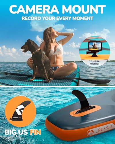 Bigfly 11'6×35" Super Wide Inflatable Stand Up Paddle Board, Ultra Stable Wide SUP for 2+1 People/Family/Big Size, 100L Ba...