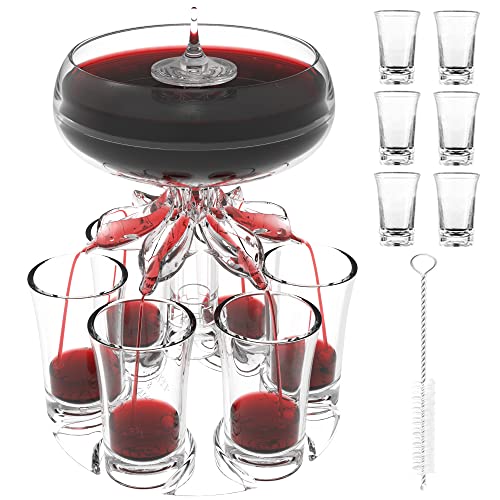 ALEVMOOM 6 Shot Glass Dispenser and Holder For Filling Liquids Multiple Dispenser,Bar Dispenser,Cocktail Dispenser,Carrier...