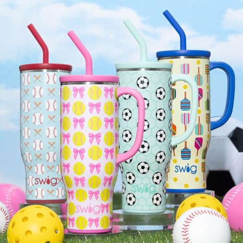 Swig Life 30oz Mega Mug, 30 oz Tumbler with Handle and Straw, Cup Holder Friendly, Dishwasher Safe, Extra Large Insulated ...