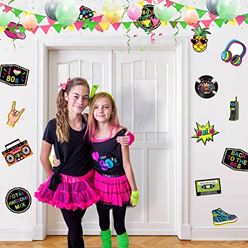 Blulu 80s Party Decorations, 80s Theme Birthday Party Supplies Banners Door Cover Photo Booth Props Hip Hop Backdrop Table...