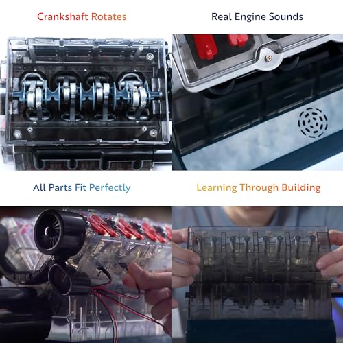 Playz V8 Combustion Engine Model Kit That Runs - Build Your Own STEM Mini V8 Model Engine Kit for Adults & Kids Age 12+, V...