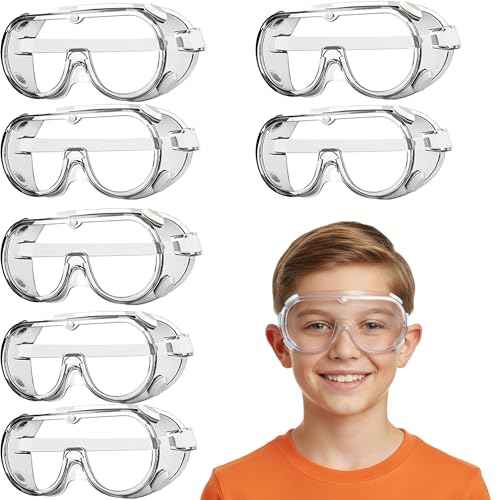 Kids Safety Goggles, Lightweight Polycarbonate Lenses and PVC Frame, Unisex, 7 Pieces