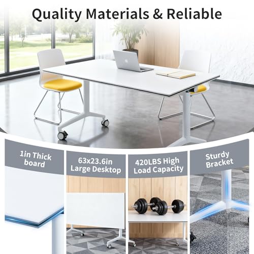 Conference Table 10.5FT Folding Office Computer Desk for Meeting Room, Conference Room Table for 8 People, Study Writing P...