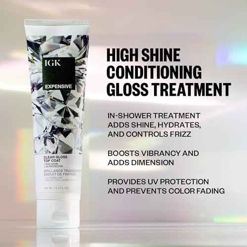 IGK - EXPENSIVE - Clear Hair Gloss Treatment ? Shine-Boosting Top Coat for Glass Hair ? Hair Treatment for Smooth, Polished Finish ? Clear Gloss for Hair Sheen and Silkiness - Cruelty Free 4.2oz