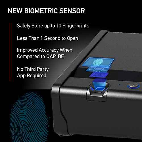 SentrySafe Biometric Gun Safe for Handguns, Fingerprint Gun Safe with Interior Light, 2 Handgun Capacity, Firearm Storage with Bolt Down Kit, QAP2BLX