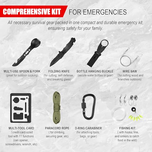 Gifts for Men Christmas 146Pcs Survival Kit First Aid Kit, Emergency Kit with Survival Tools, Medical Supplies for Campin...