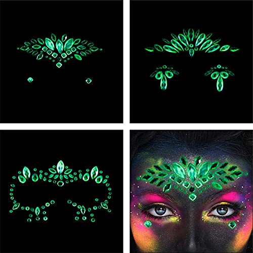 Face Gems 6 Sheets Face Jewels Stick On Rhinestones Stickers 30g Chunky Glitter, Gemstones Temporary Tattoo For Women, Fes...