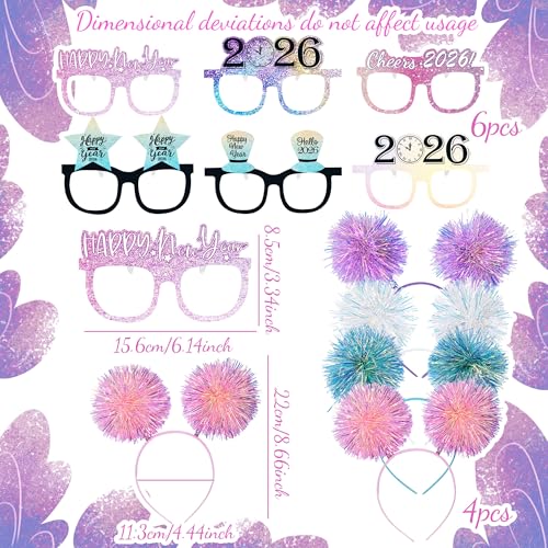 LaVenty 2026 Happy New Year Party Supplies 2026 Photo Booth Props New Year Headband New Year Eve Party Supplies Photo Boot...