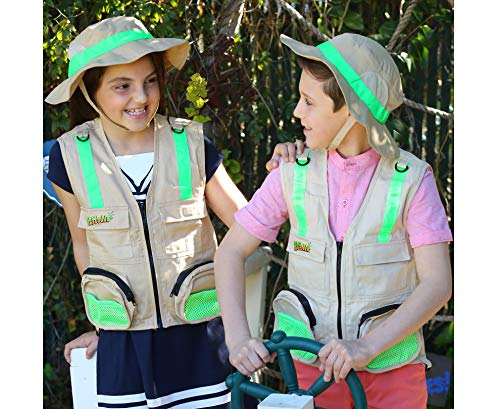Eagle Eye Explorer Cargo Vest for Kids with Reflective Safety Straps and Floppy Sun Hat