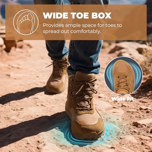 NORTIV 8 Men's Wide Toe Box Hiking Boots Low Drop Waterproof Outdoor Trekking Camping Shoes Katahdin