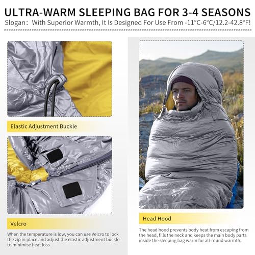 Naturehike Ultralight Down Sleeping Bag, 650FP Backpacking Sleeping Bag for Adults, 42℉ Waterproof Sleeping Bags for Campi...