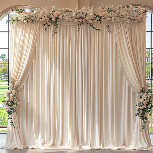 10x10ft Wrinkle Free Backdrop Curtain for Parties Soft Fabric Drapes Wedding Cream Curtain Backdrop for Birthday Party Dec...