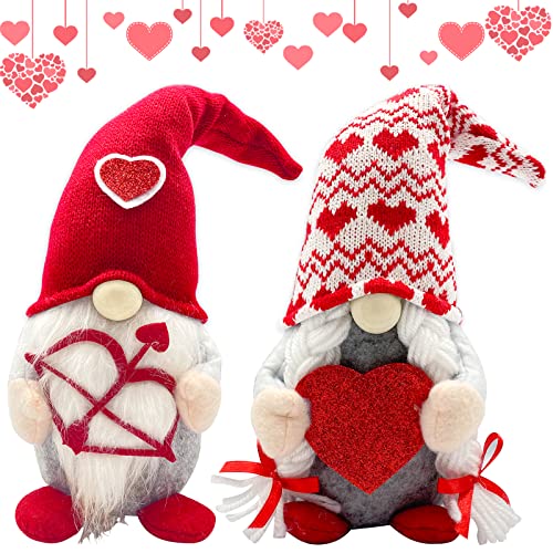 Teeker Valentines Day Decor - Valentines Day Decorations - Red Valentine Couple Plush Gnomes Decorations for Home, Indoor,...