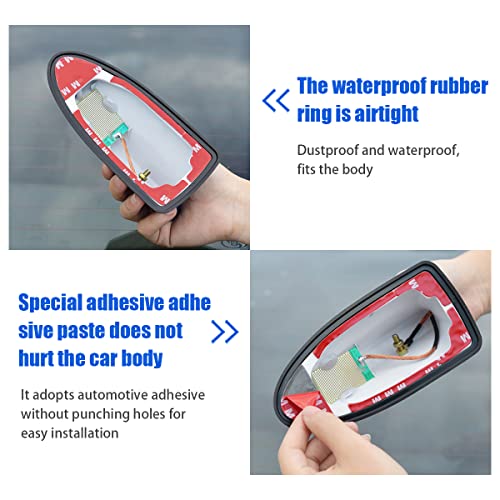 Car Shark Fin Antenna Cover, Roof Aerial Base AM/FM Radio Signal for Car SUV Truck, Vehicle Shark Fin Shape Cover with Adh...