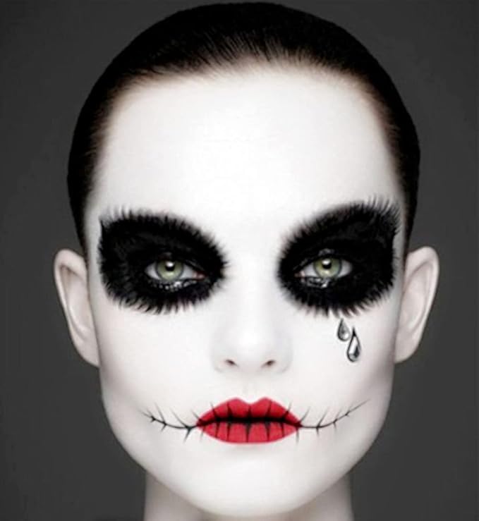Go Ho Professional Clown White Face Body Paint Washable(2.37oz/pc),Water Based Cream White Body Paint,Halloween Costumes Cosplay SFX Goth Skeleton Zombie Vampire Clown Makeup