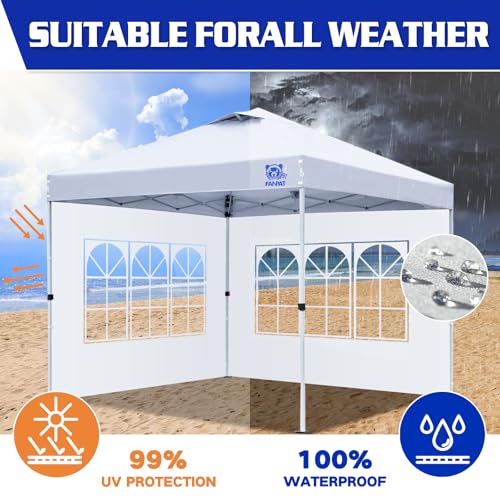 FANPAT 3Pcs Instant Canopy Tent Sidewalls for 10x10 Pop-Up Canopy, Garden Gazebo, 210D Oxford Fabric Waterproof, White (3P...