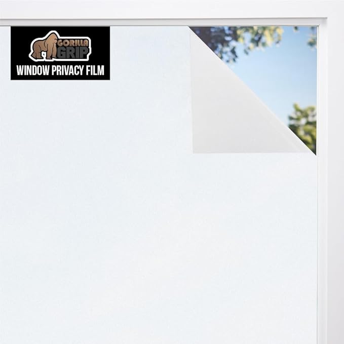 Gorilla Guard Window Privacy Film, Removable Two Way Sun Blocking, 23.6 x 78.7 Inch, Reusable No Residue Stickers, Strong Static Clings to Glass Windows, Decorative Bathroom Door Coverings, White
