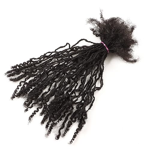 Orientfashion 8 inch 0.2cm Width 100% Real Human Hair Micro Dreadlock Extensions with Curly Ends Natural Black Curly Locs Can Be Dyed Bleached Curled And Twisted(8inch 0.2cm 40Strands, Natural black)