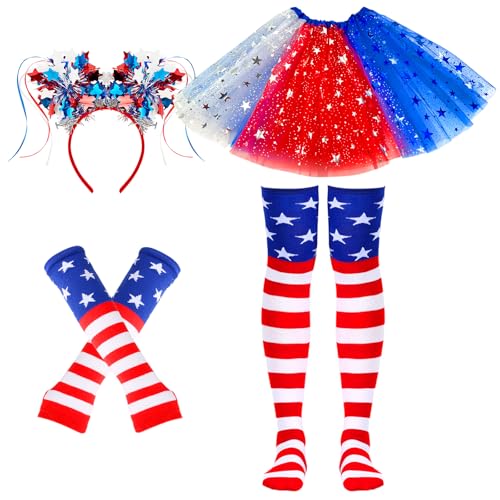 4th of July Tutu Set Red White and Blue Tutu Patriotic Costume Accessories Set Independence Day Costume Halloween Cosplay ...