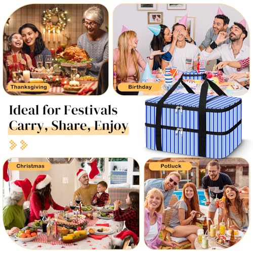 Coobiiya Insulated Casserole Carrier – Portable Tote for Hot or Cold Food, Warmer & Cooler Bag Lunch Bag, Fits 9" x 13" Ba...