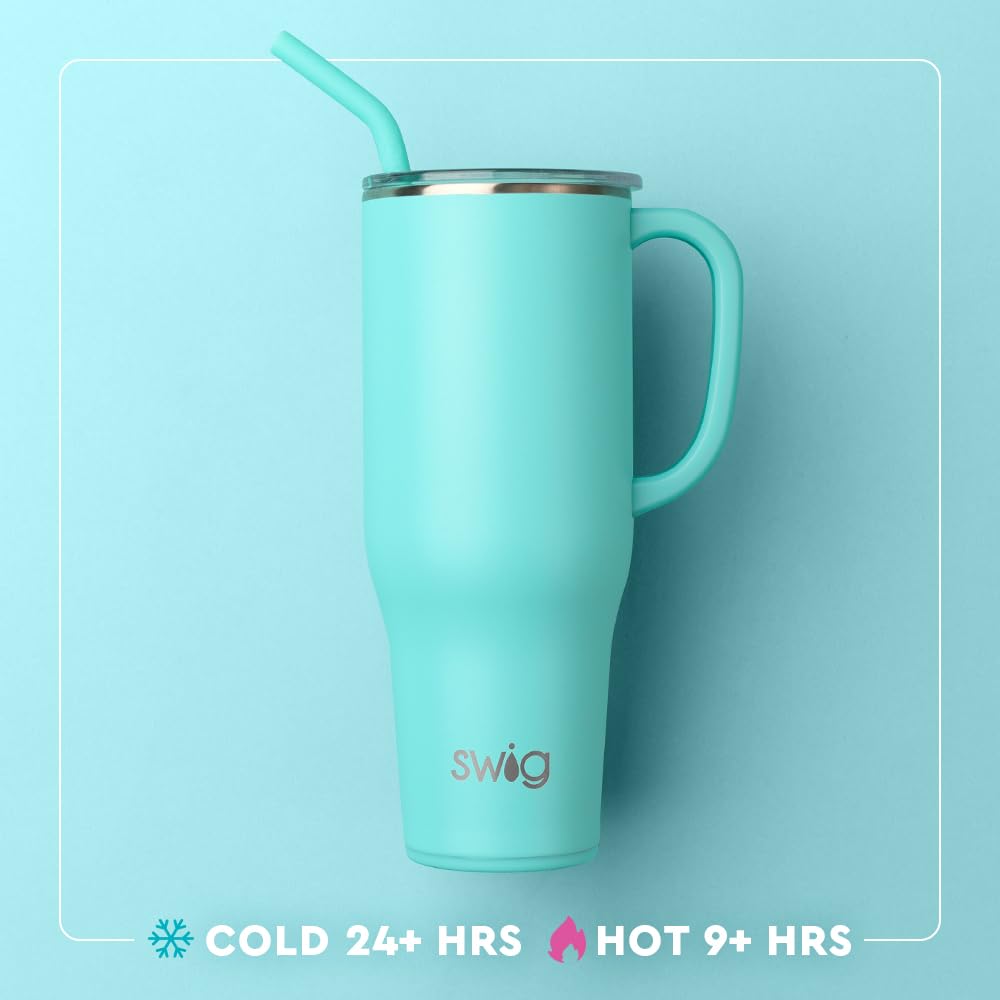 Swig Life 40oz Mega Mug, 40 oz Tumbler with Handle and Straw, Cup Holder Friendly, Dishwasher Safe, Extra Large Insulated Tumbler, Stainless Steel (Classic Nutcracker)