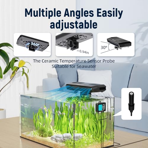 AQUASMITH Aquarium Chiller Fan,Fish Tank Cooler with Temperature Control,Minimum Setting 59℉,Auto Start/Stop,Refrigeration...