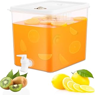 Beverage Drink Dispenser for Fridge, Plastic Beverage Dispenser with Spigot，Juice Container Sealed with Filter Screen，Cold...
