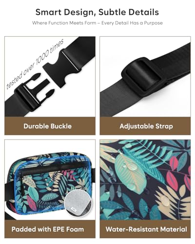 Pritent Fanny Packs for Women Cross Body Bag Waterproof Belt Bag with Adjustable Strap and Zipper Back Pocket Small Crossb...