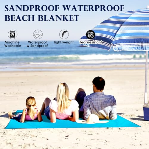 Fammart Beach Blanket Sandproof Waterproof, Compact Pocket Picnic Blanket, Quick-Drying Lightweight Beach Mat Camping Tarp...