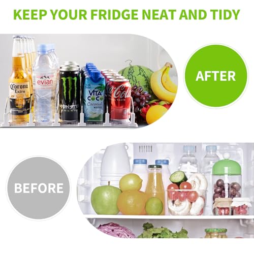 Drink Organizer for Fridge, Soda Can Dispenser for Refrigerator, Automatic Drink Dispenser for Fridge Holds up to 25 Cans,...