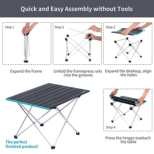 Naturehike FT08 Portable Camping Table, Ultralight Aluminum Folding Beach Table with Carry Bag for Outdoor Cooking, Picni...