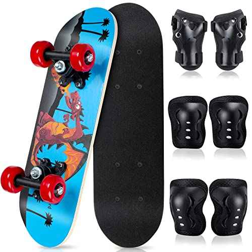Honoson 7 Pcs Skateboard for Toddlers Beginners Knee Elbow Pads Wrist Guards Gear Set