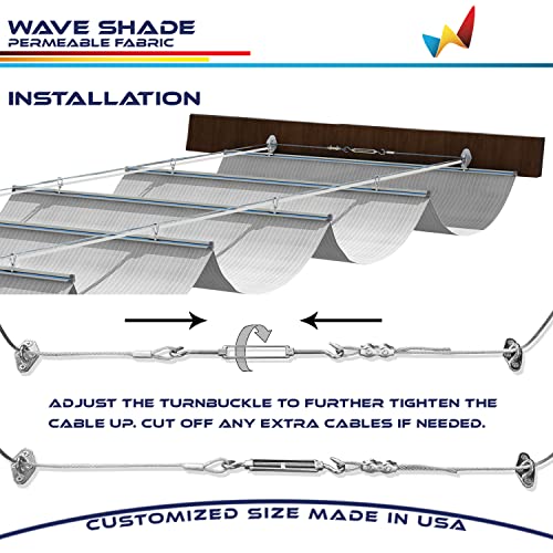 Windscreen4less 4' x 12' Retractable Sun Shade Canopy Cover Sliding Wave Shade Sail for Pergola Patio Deck Yard Gazebo Out...