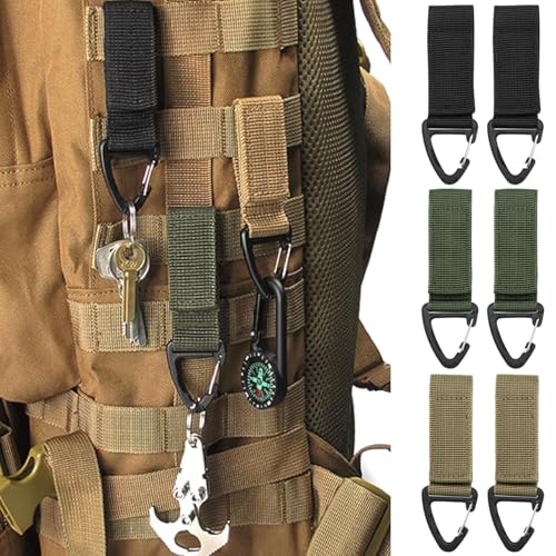 6 Pack Tactical Carabiner Buckle Hook,Keychain Clip for Backpack, Belt, Water Bottle, Outdoor & EDC Use