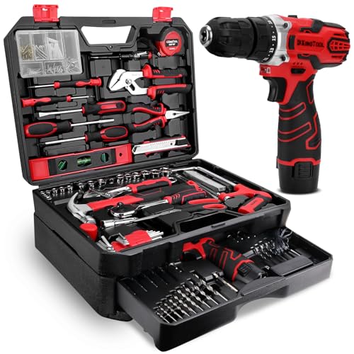 KingTool 276-Piece Tool Set Kit - Tool kit with 12V Cordless Power Drill Driver Toolbox Storage Case with Drawer, Drill Se...