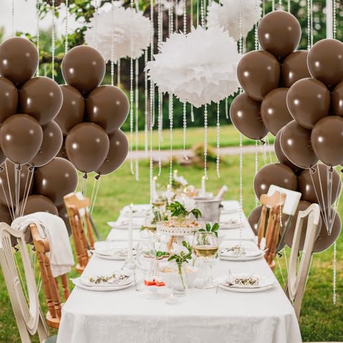 50pcs Brown Balloons, 12inch Dark Brown Latex Neutral Balloons for Birthday Party BOHO Wedding Bear Baby Shower Decoration...